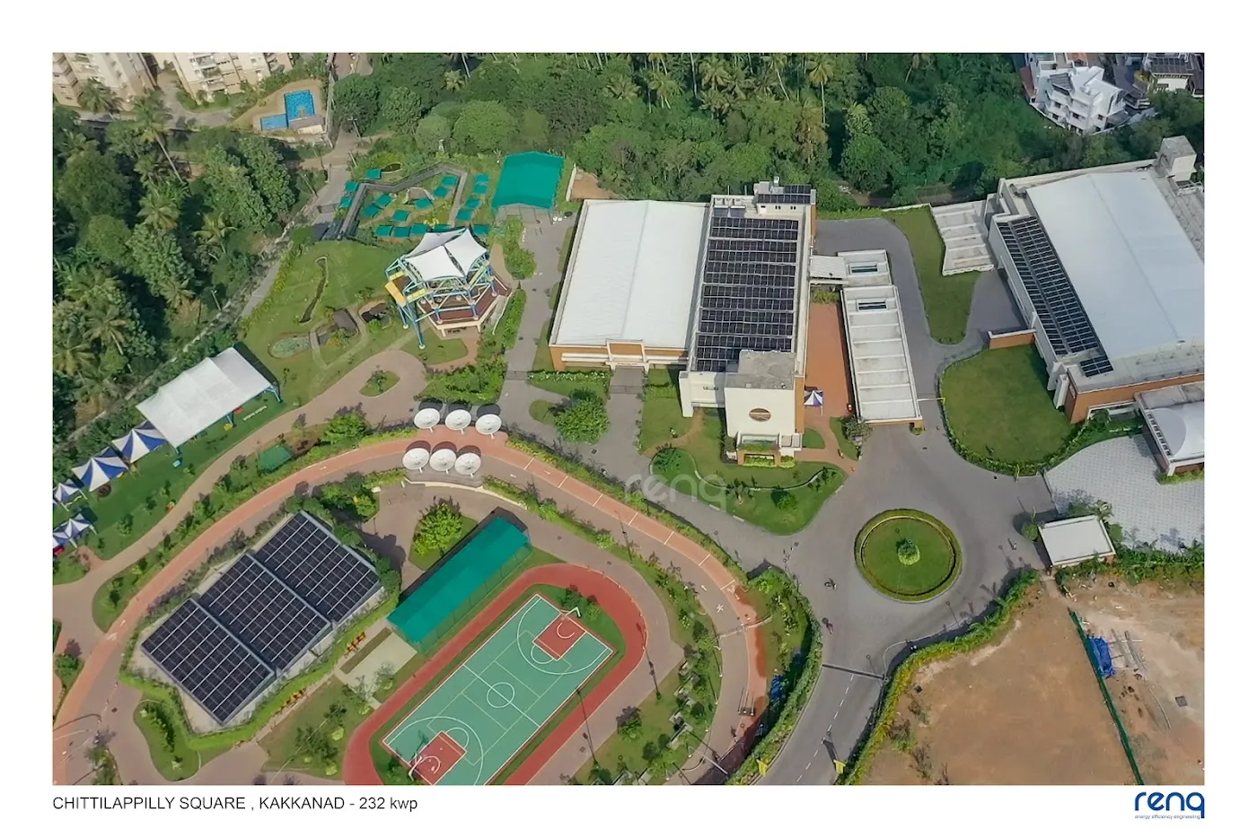 Aerial view of RENQ's Chittilapilly Square solar project