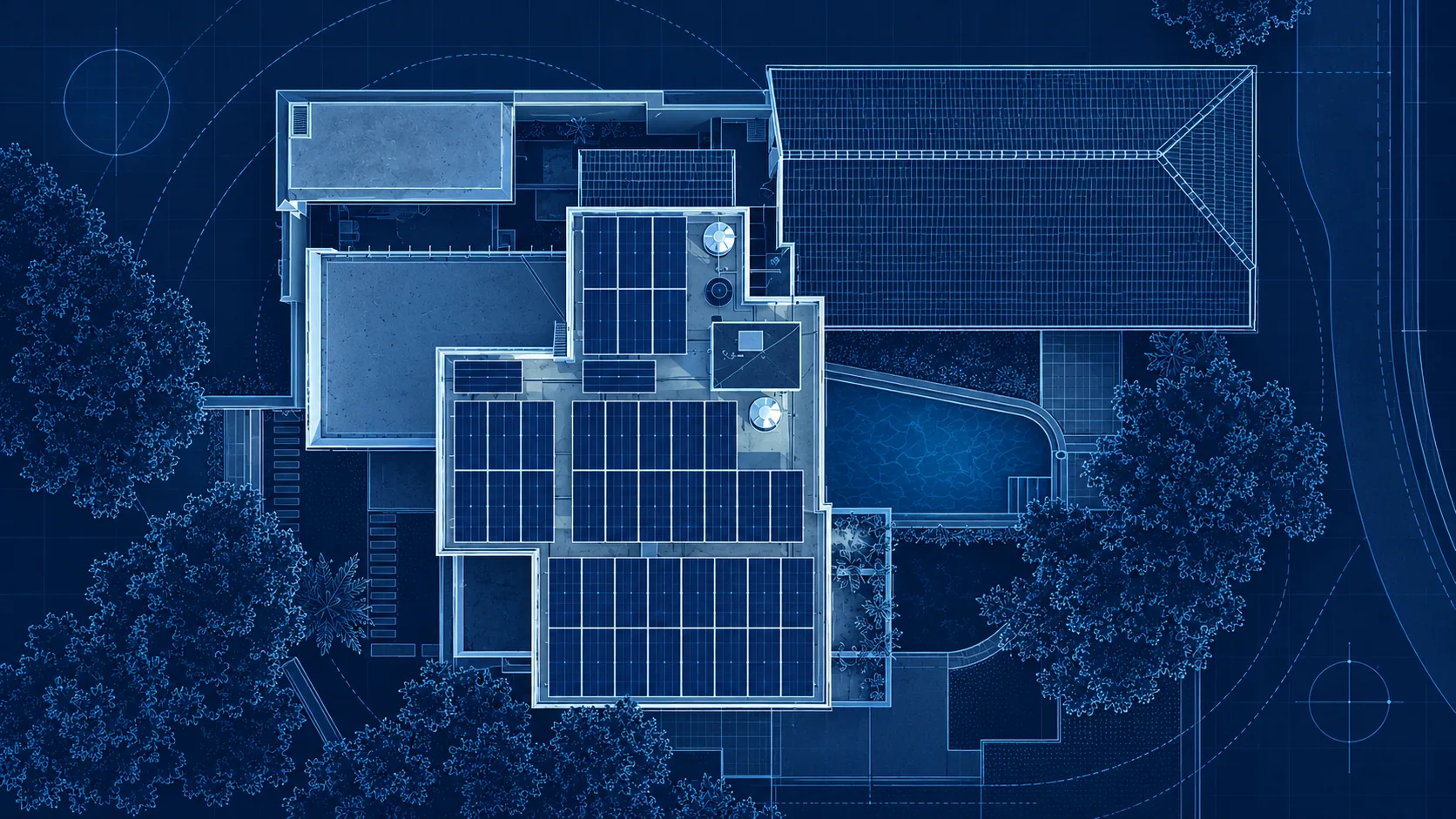 Illustrated blueprint view of a RENQ rooftop